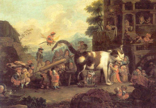 Картина «Лилипуты, ухаживающие за кошкой», Художник Фаустино Бокки (1659-1741), частное собрание. Бокки не слишком известен и, в основном, работы по частным коллекциям: такой поздний фанат Босха