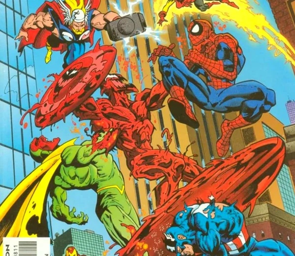 Карнаж против Мстителей Сегодня симбиот Карнаж стал одним из самых известных суперзлодеев комиксов Марвел. Его знают все, знают, что он является отпрыском Венома, что его носитель - безумный