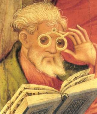 СРЕДНЕВЕКОВЫЕ ОЧКИ Очки, помогающие ослабленным глазам, появились только в конце XIIIвека. Стоили они страшно дорого и долгое время оставались предметом роскоши. Чтение же при свече и факеле,