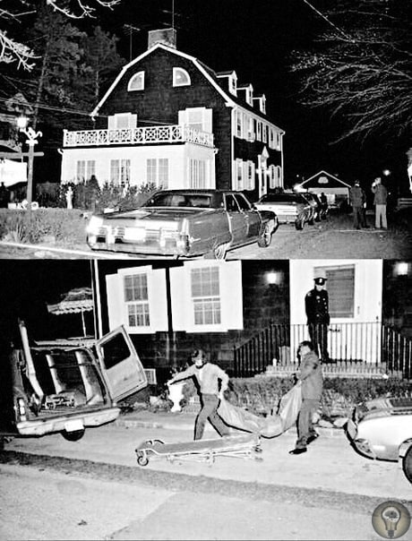 Полицейские выносят тела из дома Амитивилля. 14 ноября 1974-го Ронадль ДеФо убил своего отца, мать, двух братьев и двух сестер. Эта история позже послужила в качестве сюжета для многих книг и