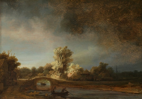 «История одного шедевра. «Каменный мост», Рембрандт 1638г. Доска, масло. Размер: 29,5 × 42,5 см. Рейксмюзеум, АмстердамРембрадту прекрасно удалось передать ощущение надвигающейся бури, ее и
