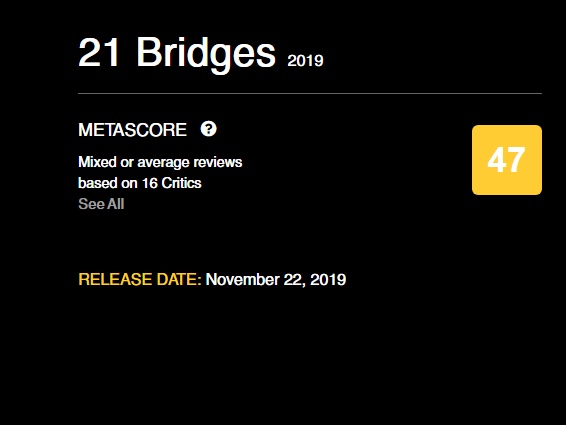 Критики негативно отзываются о новом фильме с Чедвиком Боузманом По мнению большей части представителей прессы, триллер «21 мост» получился весьма посредственным, глупым и бессмысленным.