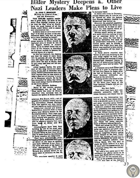 Секретные материалы ФБР о бегстве Гитлера в Аргентину По официальной версии, Адольф Гитлер покончил с собой 30 апреля 1945-го. Так ли этоСогласно рассекреченным материалам ФБР, глава Третьего