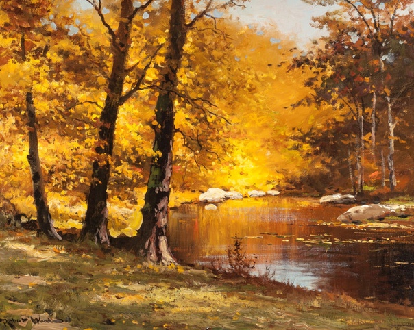 ...Осень положила свои краски. Художник Robert W. Wood(American, 1889-1979)... Роберт Уильям Вуд (4 марта 1889 года - 14 марта 1979 года) был американским пейзажистом. Он родился в Англии,