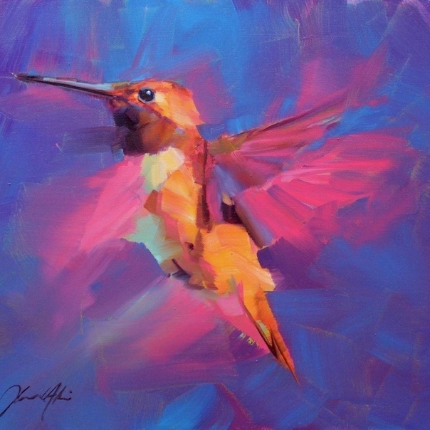Запечатлеть птицу в полете с помощью камеры довольно сложно, но британскому художнику Джамелю Акибу удается сделать это с помощью масляных красок От колибри до очаровательных синиц каждая его